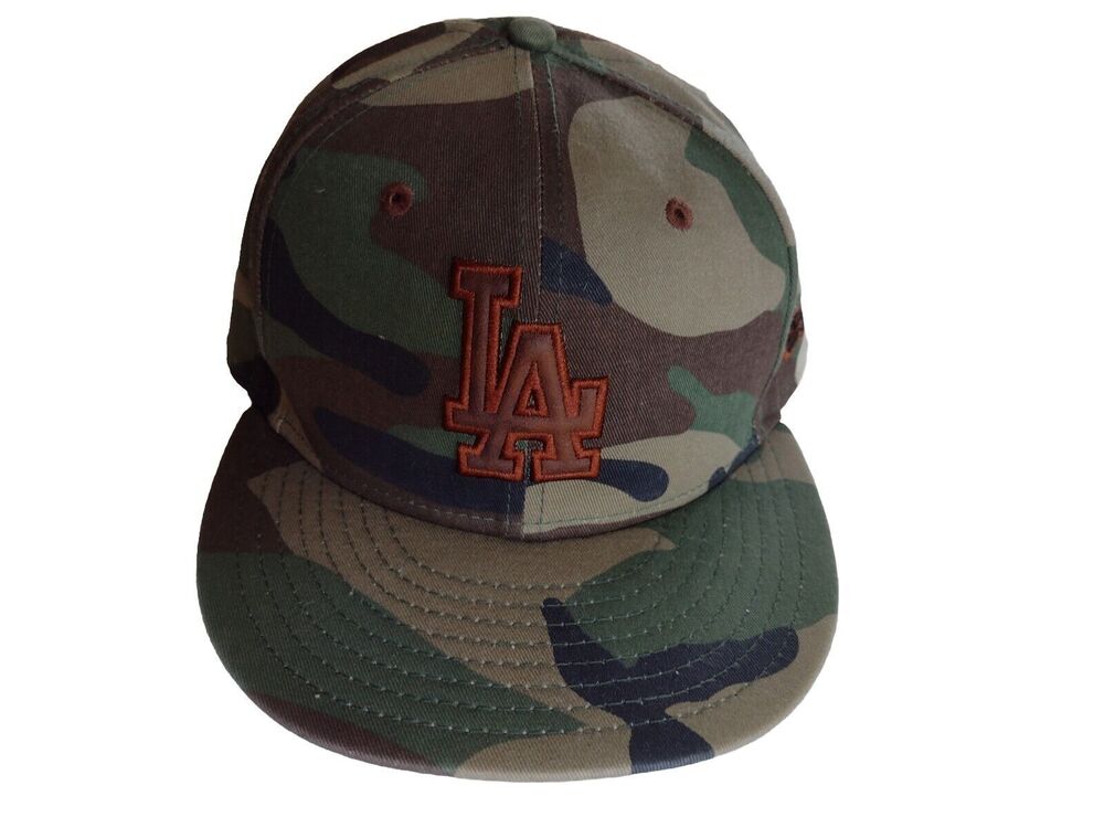 59 Fifty New Era Mens Los Angeles LA Dodgers 7 1/4 Camo Baseball Cap Hat MLB
